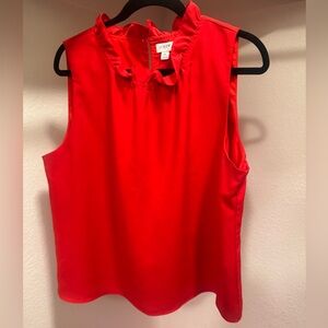 J. Crew Factory Ruffle-Neck Sleeveless Blouse - Bright Red Size XL